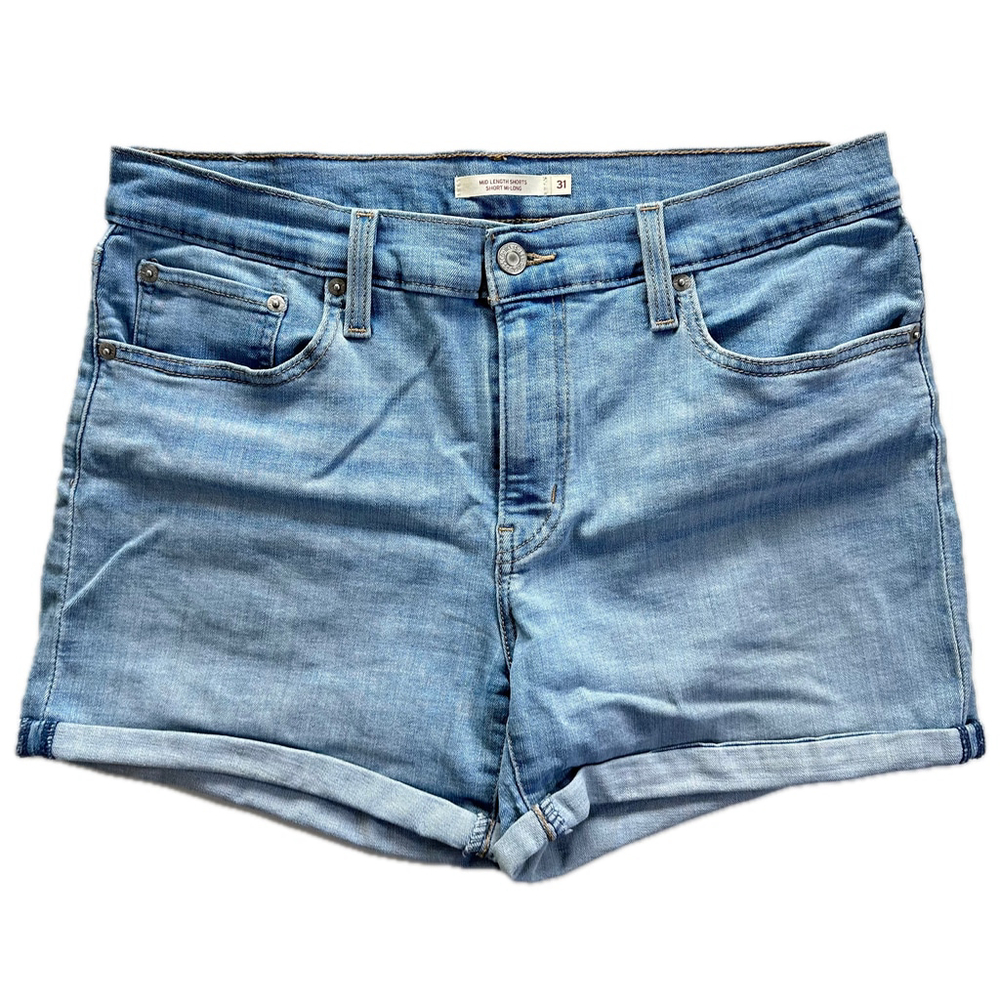 ❤️Levi's Jeans Chic Cuffed Shorts Light Wash Mid Length 4 in Inseam Size 31